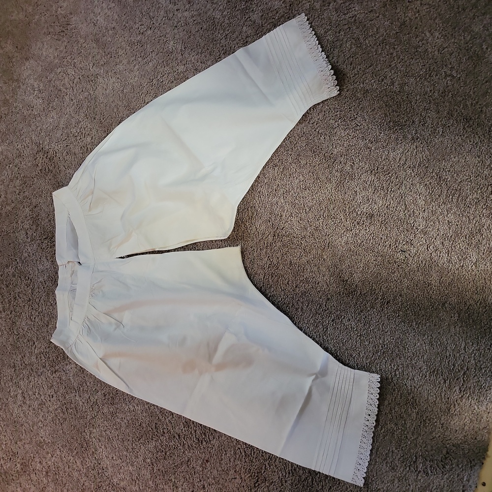Vtg Cotton Pantaloons Pettipant Knickers Bloomers Split Leg  Heavy Lace Trim S/M